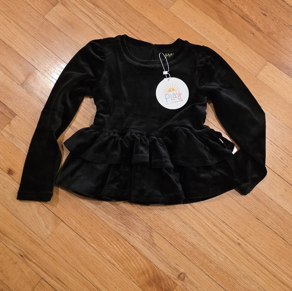 Little Sleepies Black Velvet Peplum Tiered Top